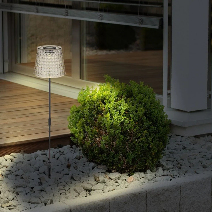 Solarleuchte 2er Set Garten Erdspieß Solarlampe LED Außenleuchte Solar Grau LED – Bild 2