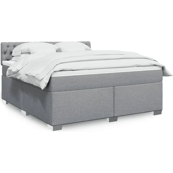vidaXL Boxspringbett mit Matratze Hellgrau 180x200 cm Stoff 3285974 – Bild 1