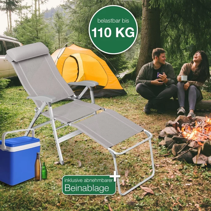 aktivshop Gartenstuhl mit Liegefunktion bis 110kg, Sonnenliege, Gartenliege, 59 × 117 × 80 cm – Bild 5