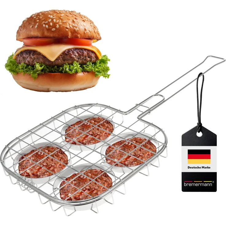 bremermann Grillguthalter Burger-Grillhalter für 4 Burger Patties // ca. 57 x 26 cm – Bild 1