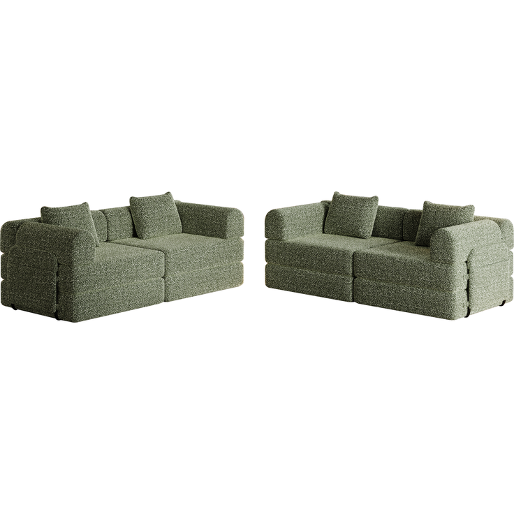ZUBALIYA SchlafSofa mit LED - Beleuchtung, mit Ablageflächen, mit Chenille - Bezug, mit Samtbezug, mit breiten Armlehnen – Bild 5