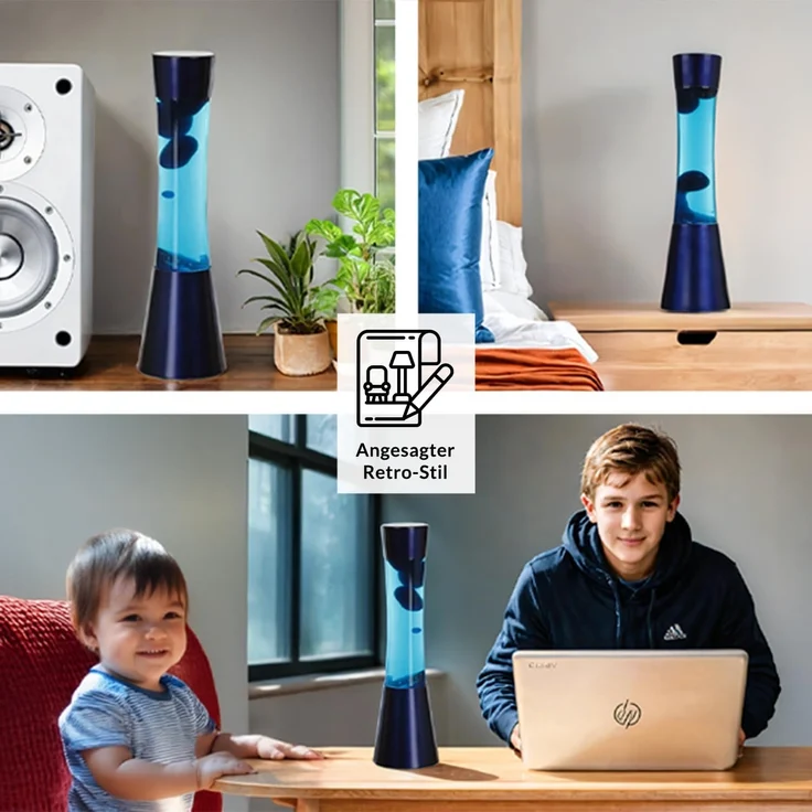 Licht-Erlebnisse Lavalampe RINGO, Warmweiß, Retro Lampe Blau Pink inkl. G9 Leuchtmittel Tischleuchte – Bild 3