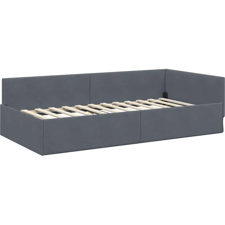 vidaXL Eckbettgestell mit Matratze Sonstiges 2 pcs Grau Samt 3393615 – Bild 6