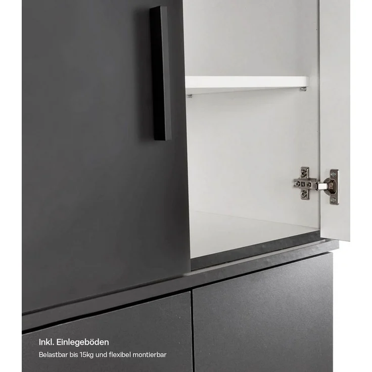 mokebo Mehrzweckschrank Der Extralange Besenschrank, Putzschrank, Flurschrank, Aufbewarhungsschrank schwarz – Bild 3