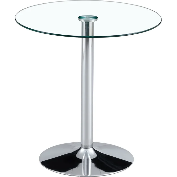 Bartisch-Set mit Glasplatte & 2 Barhockern, Ø 89x92 cm, Transparent/Silber – Bild 5