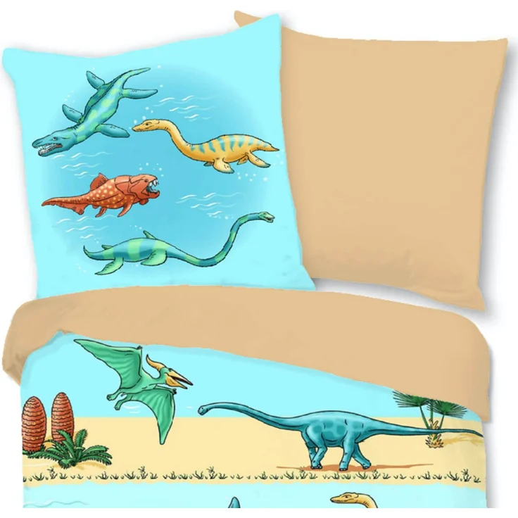 Dino Urzeit Bettwäsche Digitaldruck Bunt ESPiCO Sleep and Dream 135 x 200 + 80 x 80 cm – Bild 2
