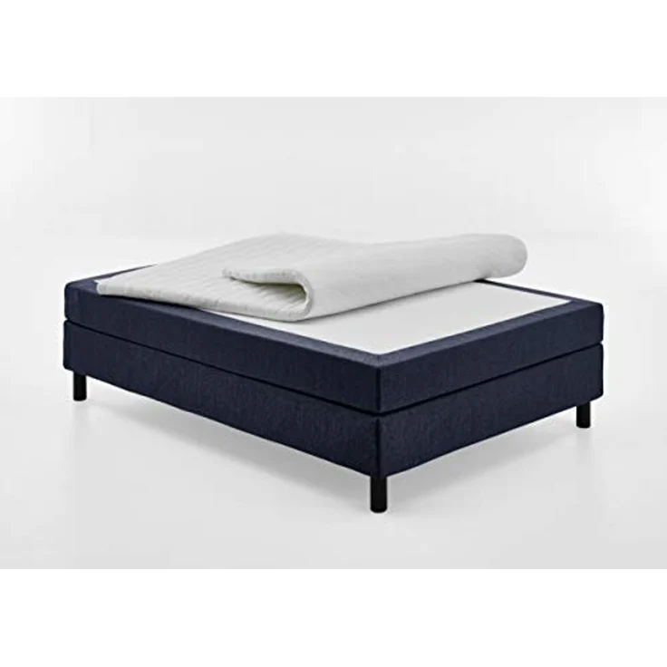 Atlantic Home Collection Happy Boxbett ohne Kopfteil, 7-Zonen Taschenfederkern- Matratzen, Härtegrad H3, Stoff, Blau, 140/200 cm, Liegehöhe ca. 58 cm – Bild 1