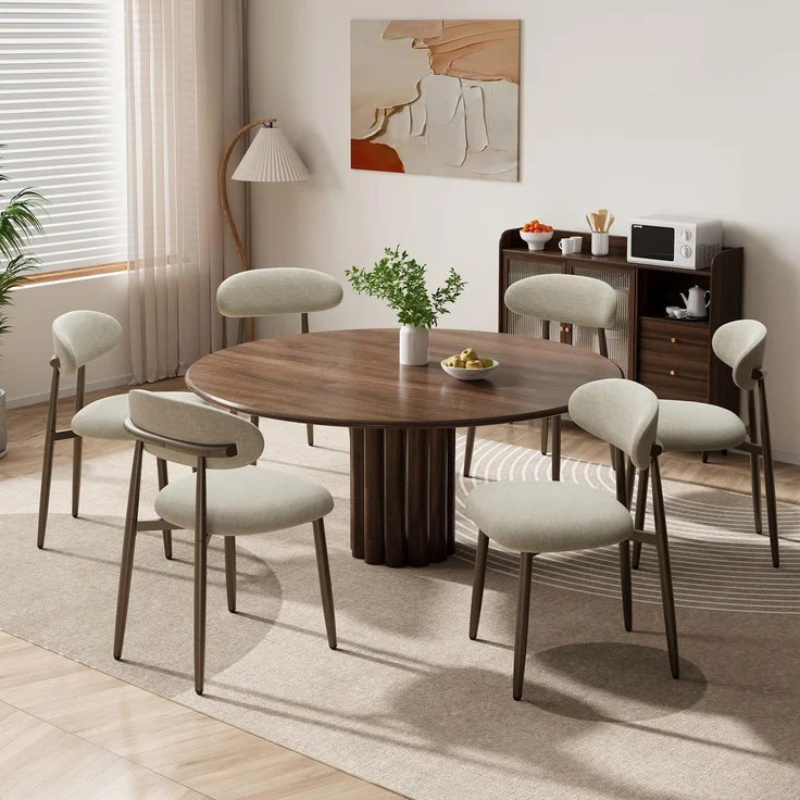 MALOL Esszimmerstühle 6er Set, Polsternder Stühle Esszimmer, Esstisch Stühle mit geschwungener Rückenlehne & Metallfüßen, Moderne Küchenstühle, Stoffstühle für Küche, Wohnzimmer und Gastronomie,Kamel