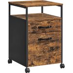 VASAGLE Rollcontainer, Aktenschrank mit 2 Schubladen, mobiler Büroschrank mit Rädern, offenes Fach, Hängeregistratur, Stahlgestell, Industrie-Design, [OFC71X]