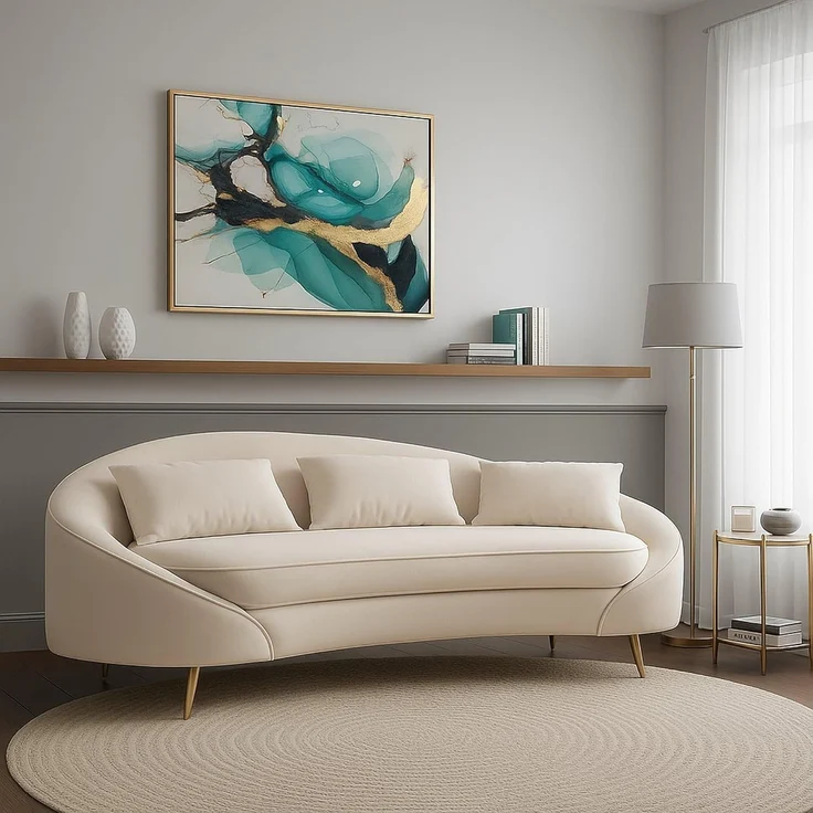 Dmora Sofa 3-Sitzer Pace 185x84 cm Weiß, Kissen Inklusive – Bild 1