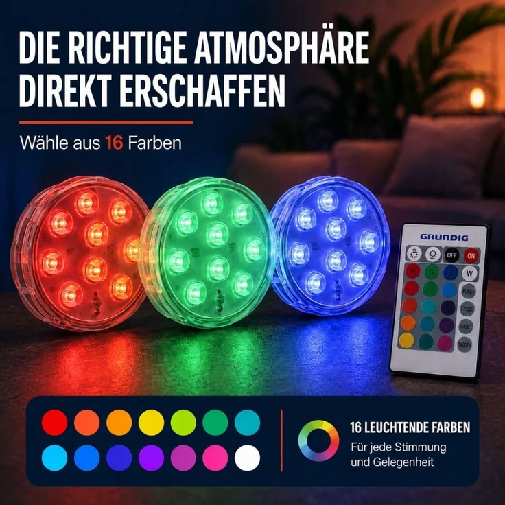 EDCO LED Leuchten 3er Set GRUNDIG - Diele & Wohnzimmer & Kinderzimmer & Badezimmer & Küche & Schlafzimmer in Weiss – Bild 3