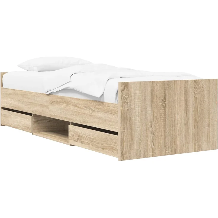 vidaXL Bettrahmen mit Schubladen Sonoma-Eiche Holzwerkstoff 3429510 – Bild 2