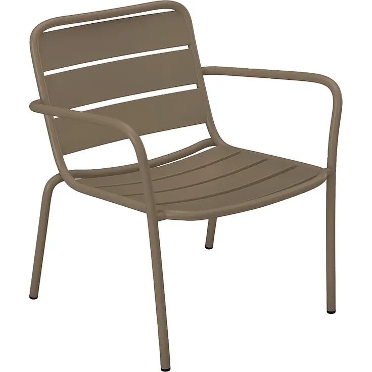 Vente-unique - Gartensessel niedrig & stapelbar - Metall - Taupe - MIRMANDE von MYLIA