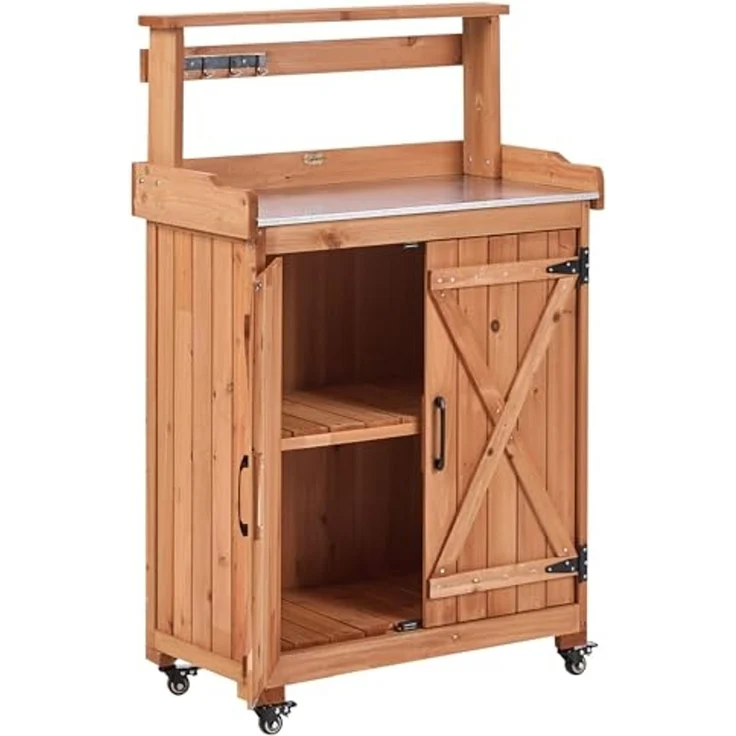 Pflanztisch ALTOLIA Tannenholz 70 cm 40 cm Braun – Bild 4