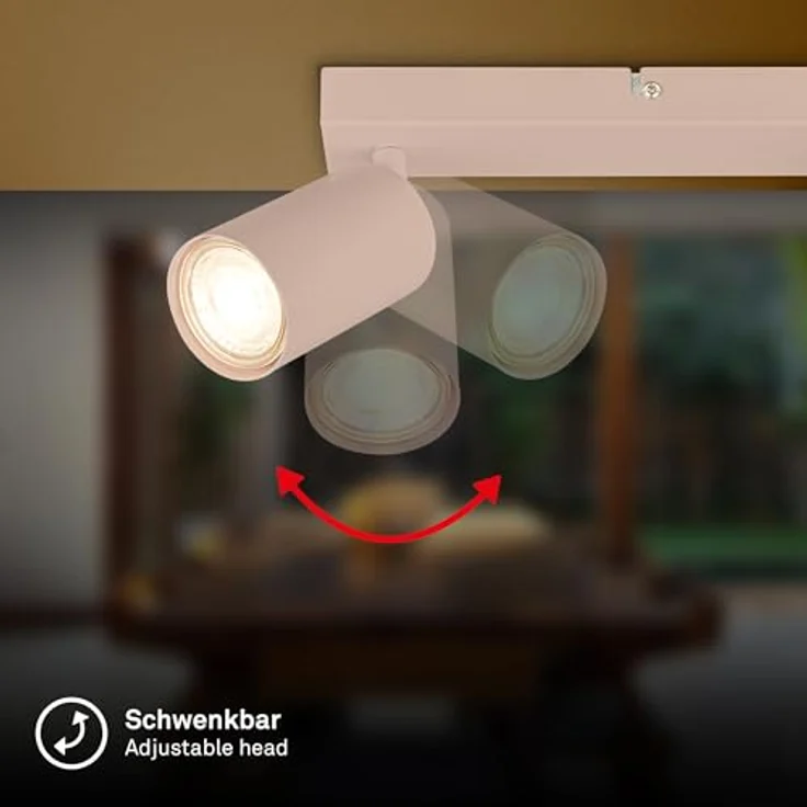 BRILONER - Deckenlampe schwenkbar, GU10 Fassung, max. 9 W, Deckenleuchte, Lampe, Wohnzimmerlampe, Schlafzimmerlampe, Küchenlampe, Deckenstrahler, Deckenbeleuchtung, Flurlampe, 25,5 cm, Beige – Bild 5