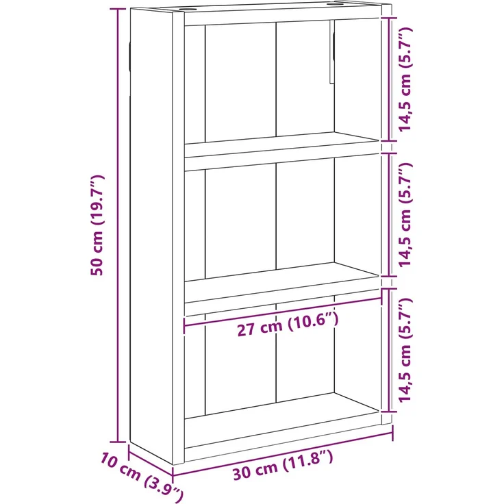 vidaXL Badezimmer-Wandschrank mit Regal Sonoma-Eiche 30 x 10 x 50 cm 889313 – Bild 8