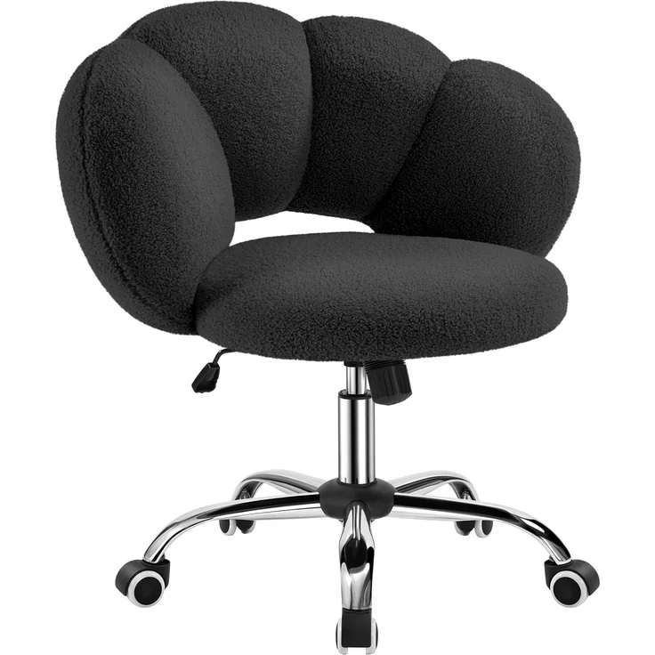 Yaheetech Schreibtischstuhl Bürostuhl Ergonomisch Bürosessel in Wolkenform Schminktischstuhl bis 136 kg Belastbar Computerstuhl Höhenverstellbar für Schlafzimmer Büro Wohnzimmer Schwarz