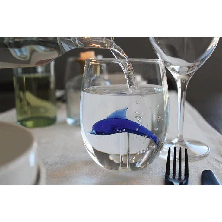 Winkee Glas Winkee - Handgemachtes Delphin Glas, Kristall-Trinkglas, Dessertg