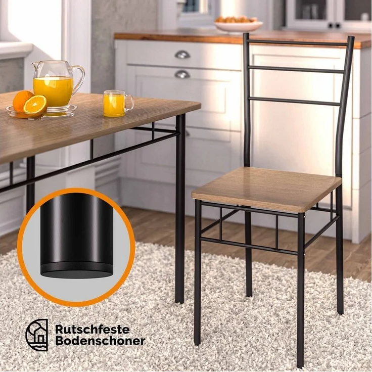 CASARIA® Esstisch-Set, Holz, braun, mit 4 Stühlen – Bild 2