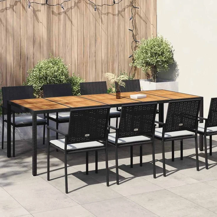 vidaXL Gartentisch Schwarz Poly-Rattan 362558 – Bild 1