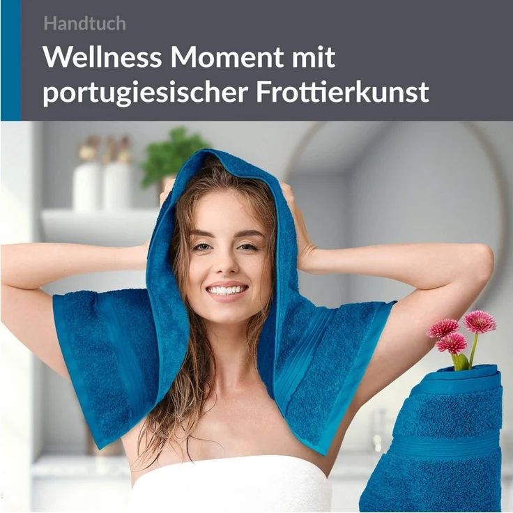 Lashuma Handtücher Linz, Frottee (2-St), Modernes Handtuch Set Petrol blau 50x100 cm