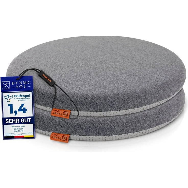 DYNMC you Sitzkissen Stuhl - Stuhlkissen 39x39 - Rund Set, Mittelhart H3 - Sitzkissen Bank Memory Schaumstoff - Sitzpolster Stuhl – Bild 1