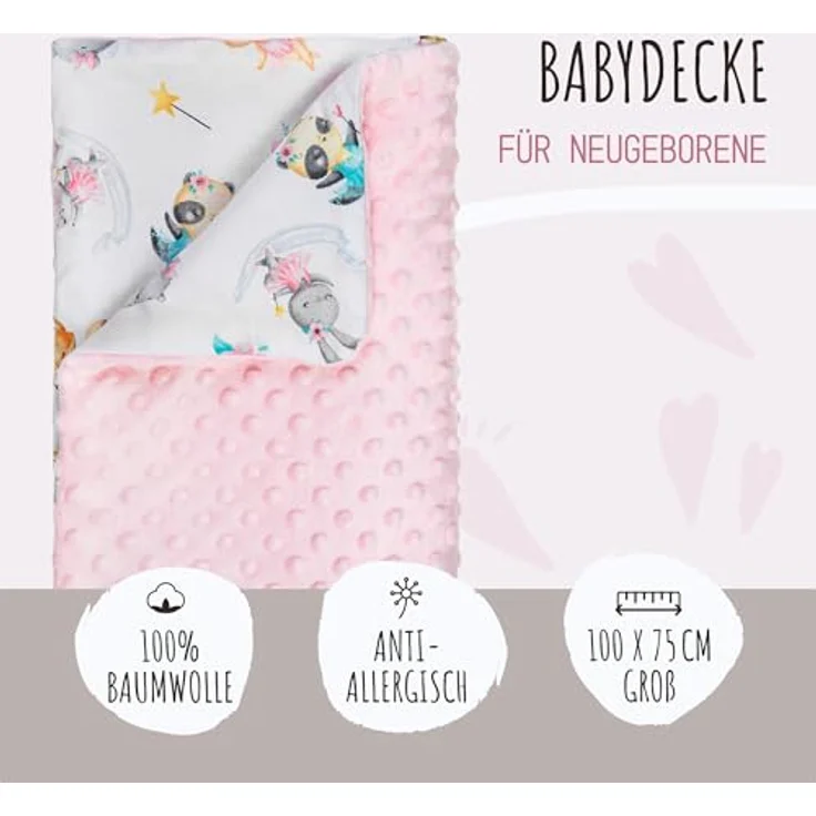 LULANDO Babydecke Kuscheldecke Krabbeldecke aus 100% Baumwolle, antiallergisch, Standard 100 von Oeko-Tex, hergestellt in der EU,(100x75 cm). Kuschelige Lieblingsdecke für Ihr Baby. – Bild 4