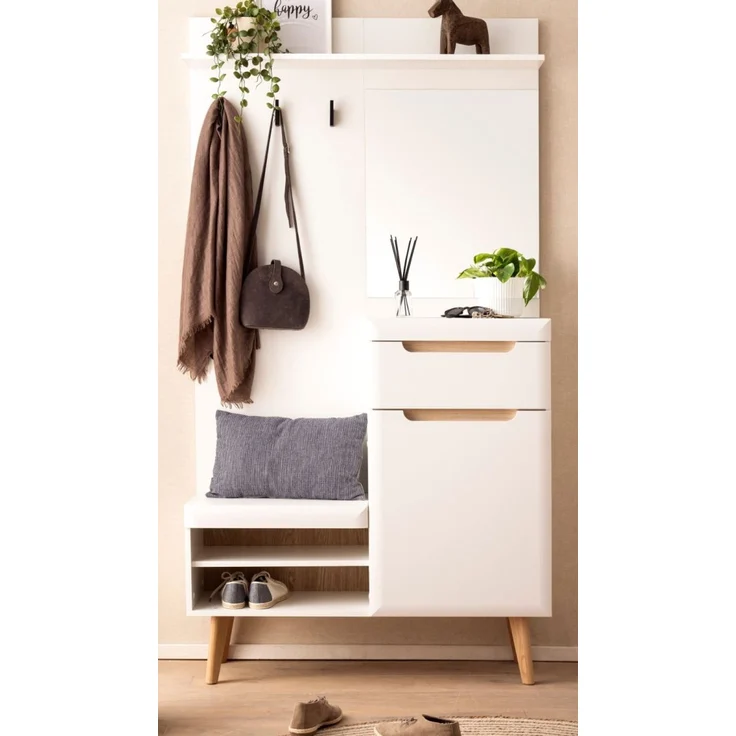 Garderobe Isgard in weiß und Eiche 110 cm – Bild 2