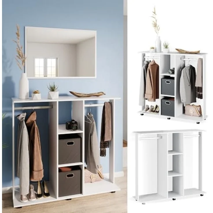 Kleiderschrank Robbie Weiß 130 x 120 cm Vicco – Bild 4