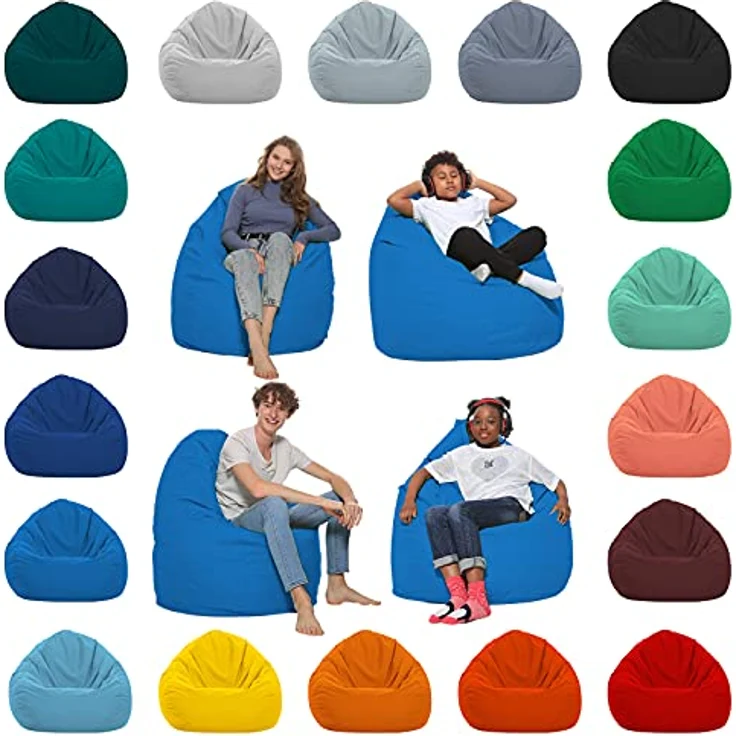 HomeIdeal - Sitzsack XXL Bodenkissen für Erwachsene & Kinder - Geeignet für Gaming oder Entspannen - Indoor wie Outdoor da er Wasserfest ist - mit EPS Perlen, Farbe:Königsblau, Größe:XXL – Bild 2