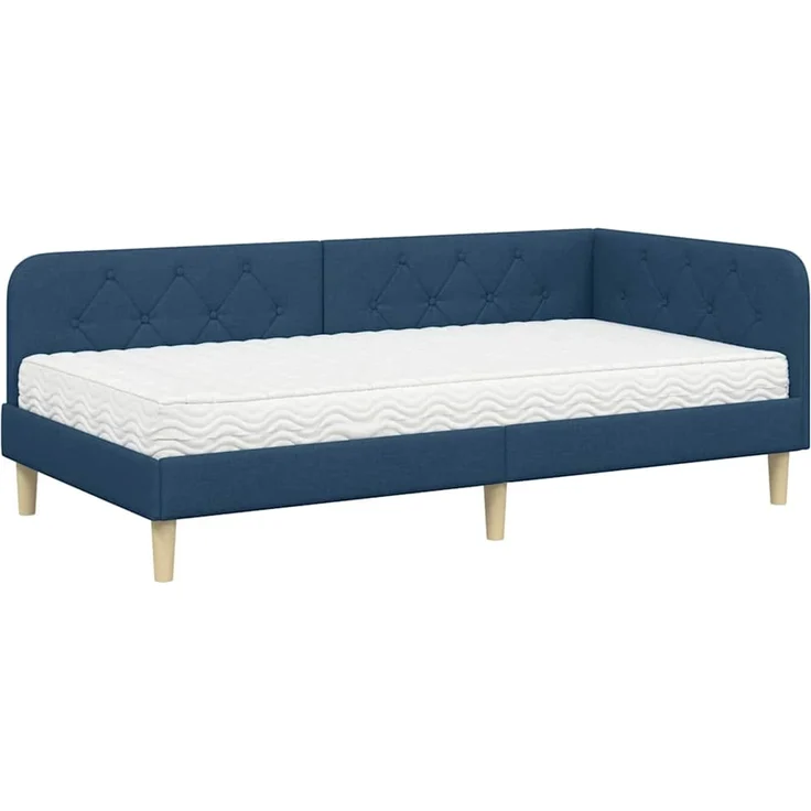 vidaXL Eckbettgestell Blau 90 x 200 cm Stoff 3394124 – Bild 1