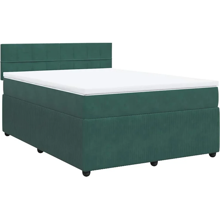 vidaXL Boxspringbett mit Matratze Dunkelgrün 160x200 cm Samt 3287785 – Bild 2