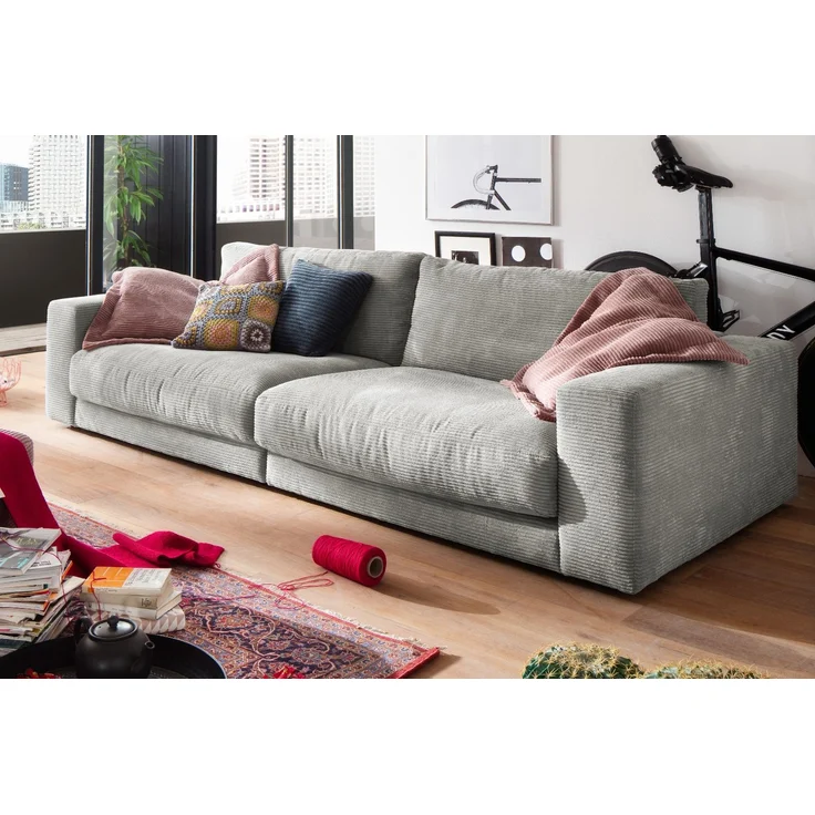 KAWOLA Sofa MADELINE 3-Sitzer Cord hellgrau 85 x 127 x 290 cm – Bild 1