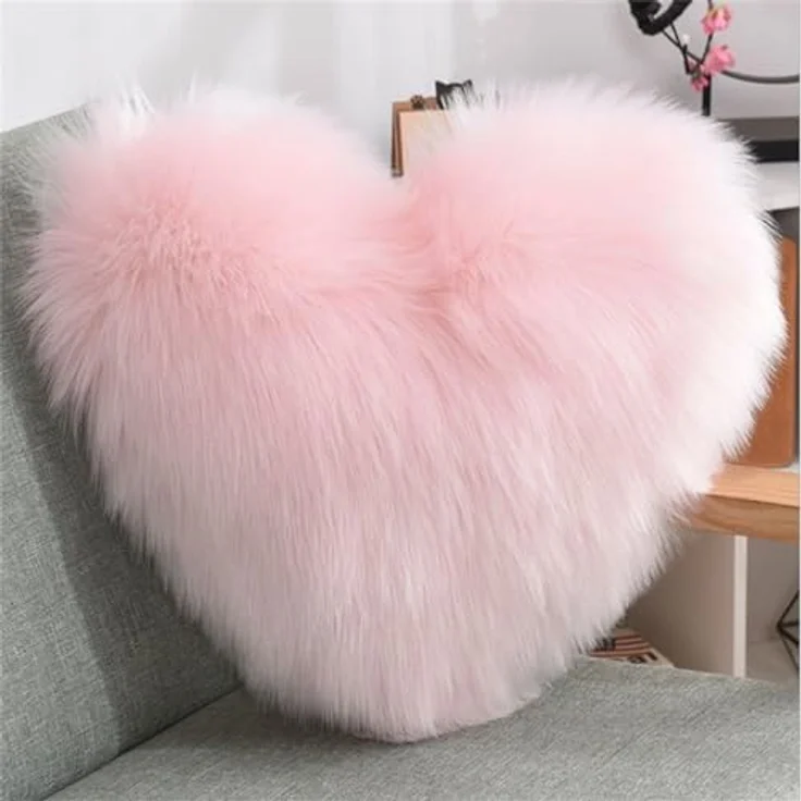 Herzkissen, Herz Kissen Kinderzimmer, Doppelseitiger Flausch Superweiches Plüsch Dekokissen, Herz Dekoratives Kissen für Wohnzimmer Sofa Kind Schlafzimmer Bett (Seeblau,30x40 cm) – Bild 5