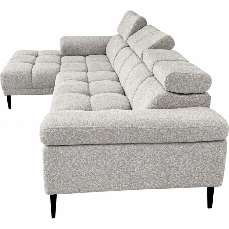 Ecksofa Schlafsofa SENVELIO RELAX in Stoff Glam Hellgrau Ottomane Links – Bild 5