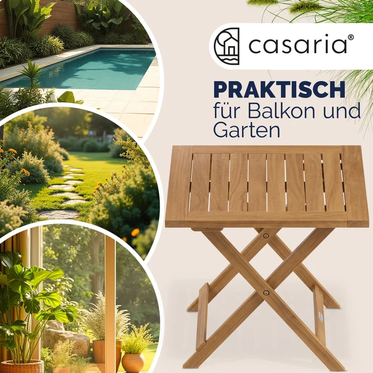 Casaria Beistelltisch, klappbar, Holz Akazie, 46 x 46 cm – Bild 7
