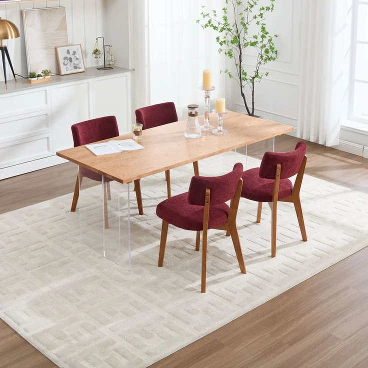 LVHOM 2er Set Esszimmerstühle Leinenstoff, Polsterstuhl aus Massivholz, belastbar bis 200 kg, Stuhl für Esszimmer, Homeoffice & Wohnzimmer, Rot – Bild 9