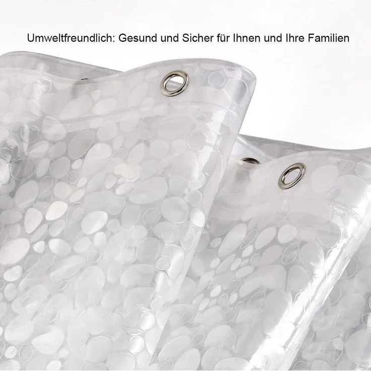 NEU 3D 180 x 180 cm Duschvorhang Wasserdicht Anti Schimmel Antibakteriell+ 12 Ringe DE--Uraltes Weiß--1x23x28cm--YOUDENOVA – Bild 9
