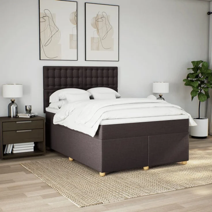 vidaXL Boxspringbett mit Matratze Dunkelbraun 140x190 cm Stoff 3293592 – Bild 5