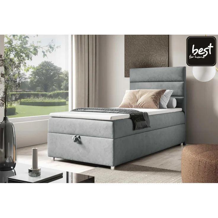 Best for Home Boxspringbett K4 SINGLE mit Bettkasten (Grau 100x200) – Bild 2