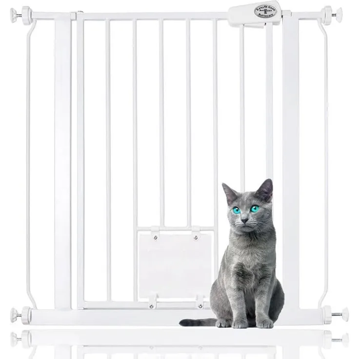 Bettacare Haustier-Tor mit Cat Flap effektive Barriere für Haustiere, Weiß, 75cm - 83cm