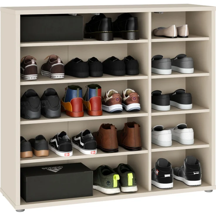 Forte ALICE SPRINGS Schuhschrank 100 110, moderner Flurschrank mit 3 Türen und 8 Einlegeböden, Holzwerkstoff, Kaschmir/ Beige, 109,2 cm breit x 99,1 cm hoch x 34,9 cm tief – Bild 10