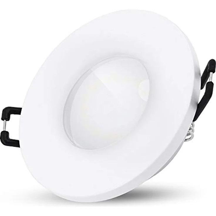 SSC-LUXon BEDA Einbauleuchte LED flach IP65, tauschbares 4W neutralweißes LED Modul für Dusche und Bad, matt weiß, 230V – Bild 2