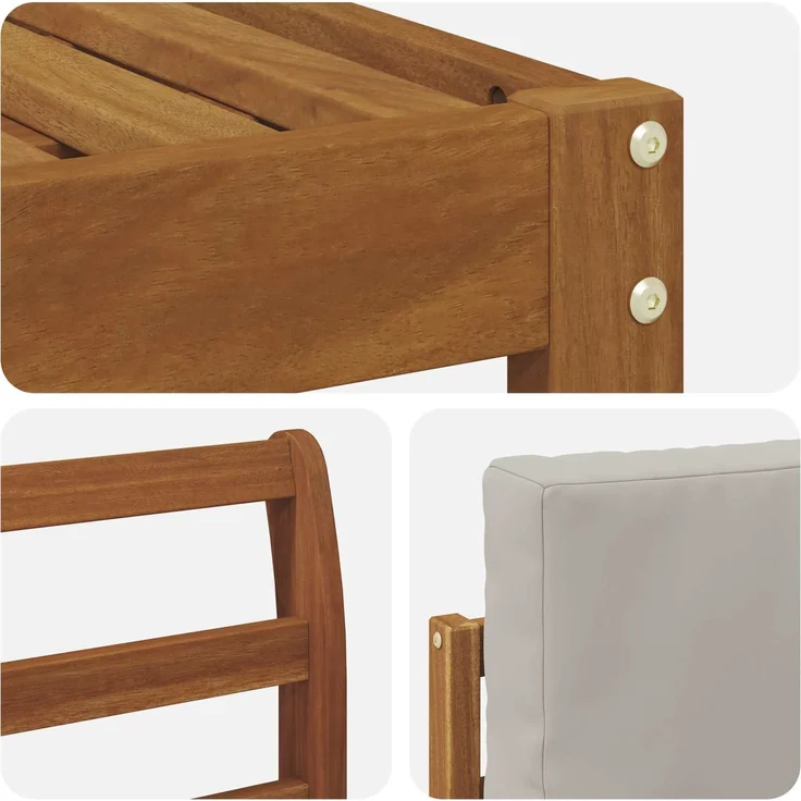 vidaXL Outdoor-Sofagarnitur 5 Stk. Natürlich und Hellgrau 3366254 – Bild 5