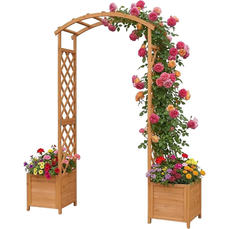 Relaxdays Rosenbogen mit Pflanzkübeln