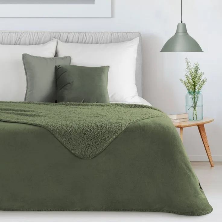 Wohndecke TEDY Teddy-Fleece kuschelige Sofadecke Sesselschoner Extra weich olivengrün 70x160 cm olivengrün