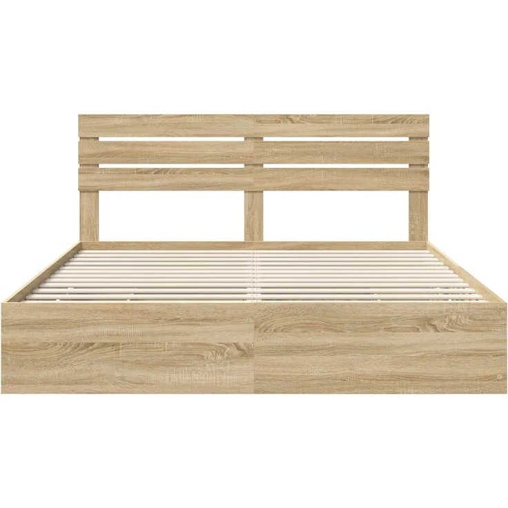 vidaXL Bettrahmen Sonoma-Eiche 200 x 200 cm Ingenieurs Holz 3411480 – Bild 8