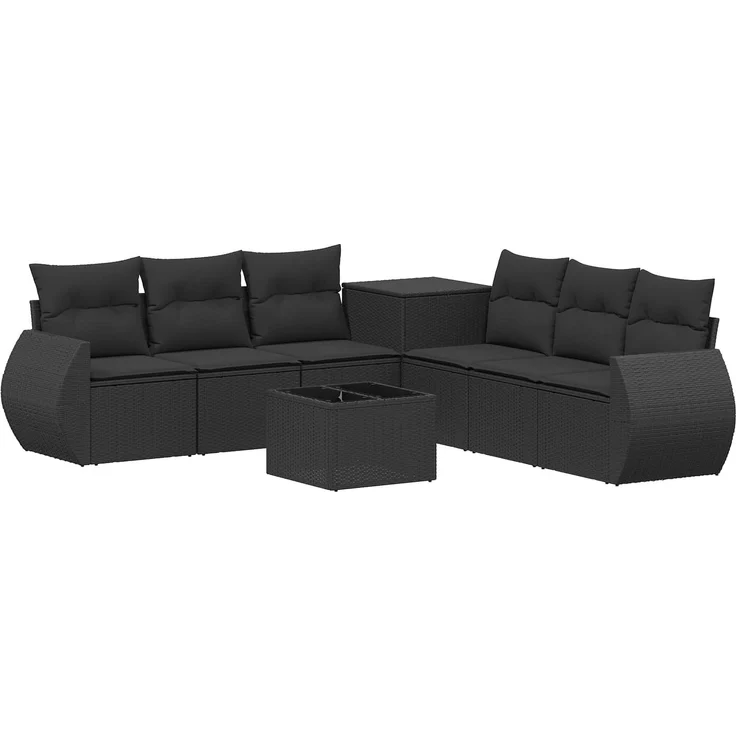 vidaXL Sofa Set 8 stk. Schwarz Polyrattan und Stahl 3448422 – Bild 2