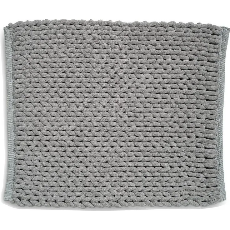 kela Badematte rutschfest 70 x 120 x 2 cm Marie, Badezimmerteppich grau, waschbar, recyceltes Polyester & Baumwolle, Badvorleger in Strickstruktur