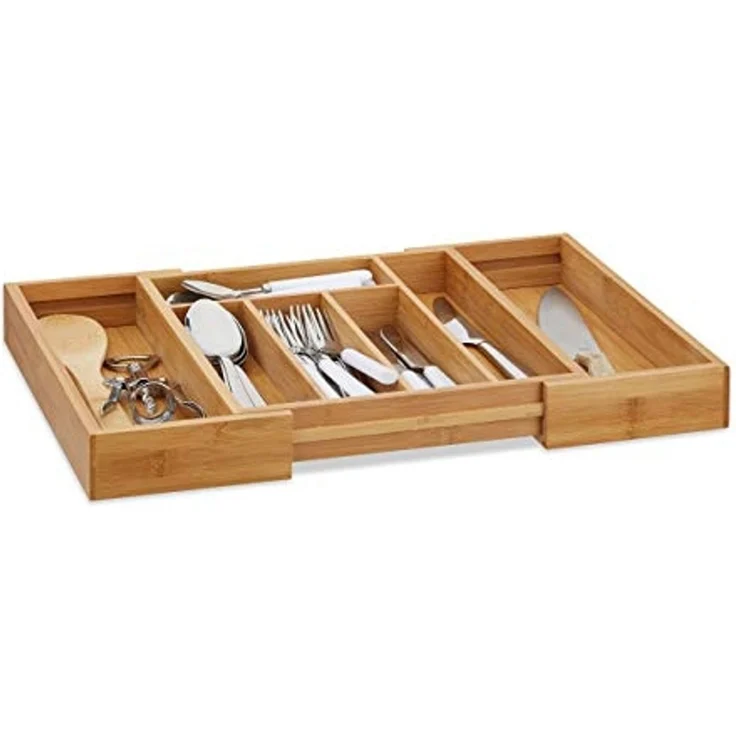 Excellent Houseware ausziehbare Besteckablage Bambus – Bild 1